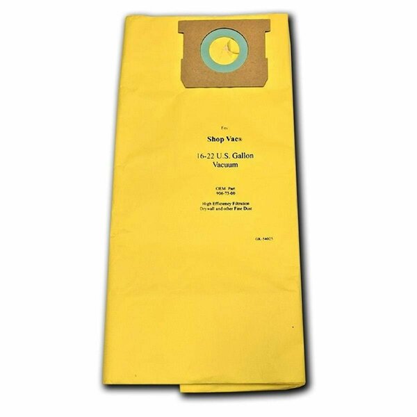 Green Klean Microplus For Shop Vac 906-73-00 16-22 Gallon High Efficiency 540-25 Replacement Paper Filter Bag, 10PK GR134939